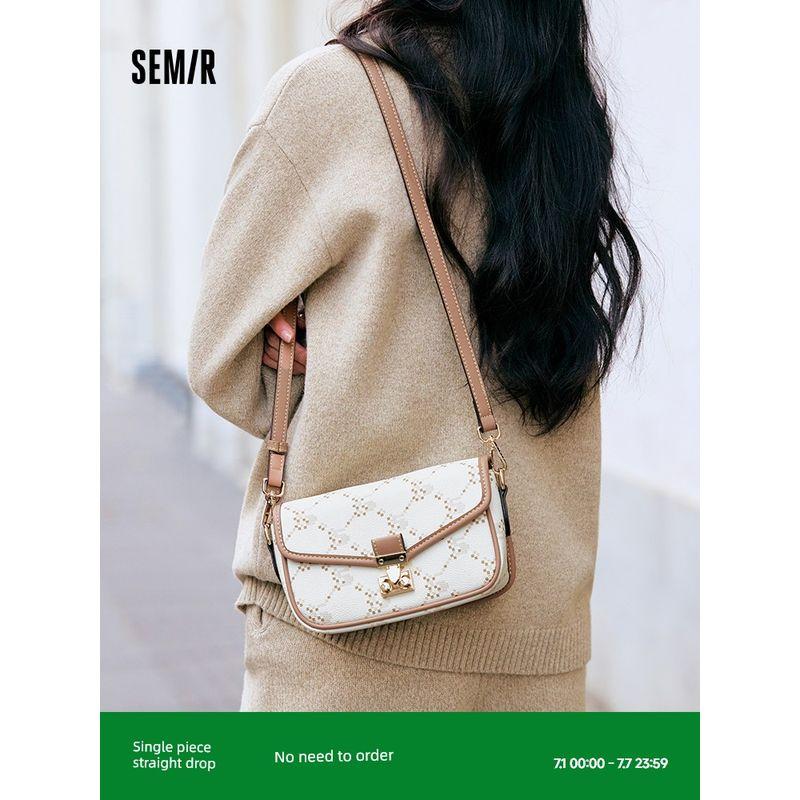 

Senma Small Square Bag Female Elegant Square Bag Underarm Bag Chain Handbag Retro Quilted Shoulder Messenger Bag Trendy Female Rice White 10302