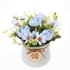 Artificial Rose Flower Plant with Pot (Blue,) Home Décor Items for Living Room Balcony Kitchen Bedroom Office Table Top Decoration Gifting Item