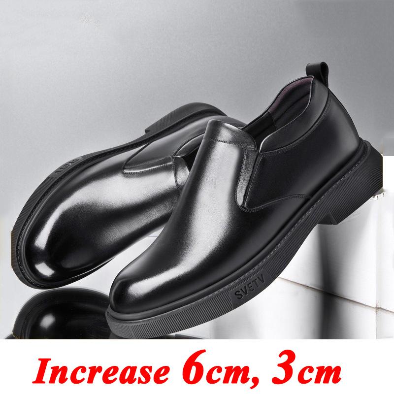 

Men s Dress Shoes Genuine Leather Elevator Shoes Platform Heels Heightening Shoes For Men Casual Business 6cm Moccasins Taller 37