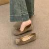 French Retro Ballet Flat Bottom Shallow Mouth Single Shoes Women's New Woolen Soft Sole Doudou Shoes One Pedal Ladyshoes