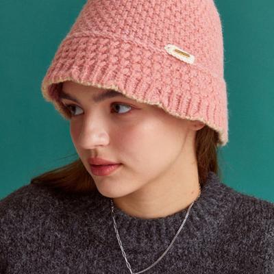 MERRYMOTIVE Svetloružový pletený klobúk typu bucket hat