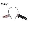 Zombie Headpiece Fake Knife Through Head Headband for Adult, PU Foam Horror Prop Headwear Prop, Funny Halloween Costume Accessory Party Cosplay