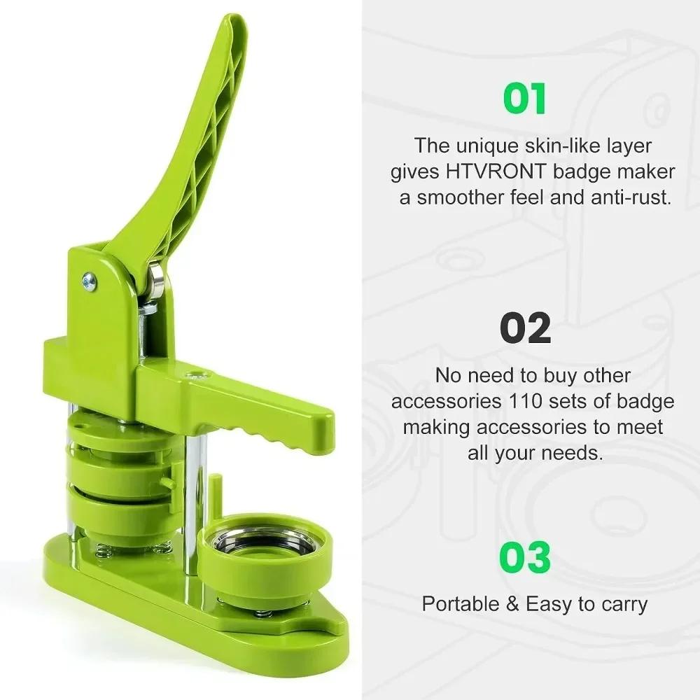 Button Badge Maker Machine 3 in 1 with 58mm Mold DIY Solid Color Badge Pin Makers Machine Kit Plastics Simple Rotating Device