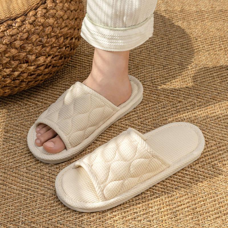 Plaid Slippers Men's Spring and Autumn Indoor Home Silent Home Use Four Seasons Cotton and Linen Slippers Women's New Winter and Summer