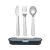 Gourmet 4 Piece Cutlery Set with Stainless Steel Utensils In Case In Gray