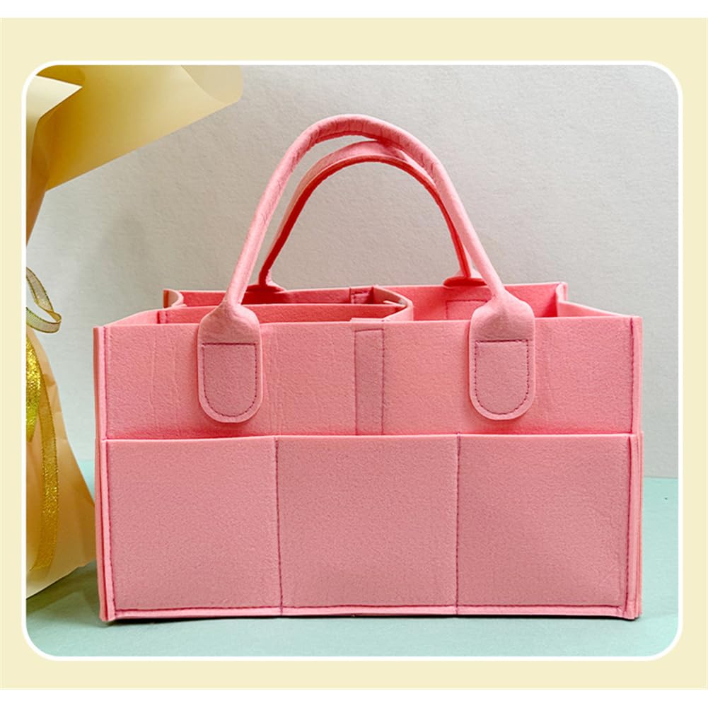 Diaper Storage Baby Supplies Storage for Baby Supplies and Daily Necessities Storage Box Container, Bag, Lightweight, Foldable, Childcare, (Pink)
