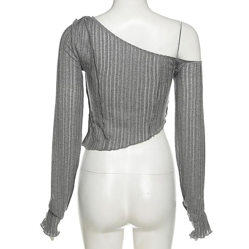 T-shirt da donna con finiture monospalla, vestibilità slim, manica lunga