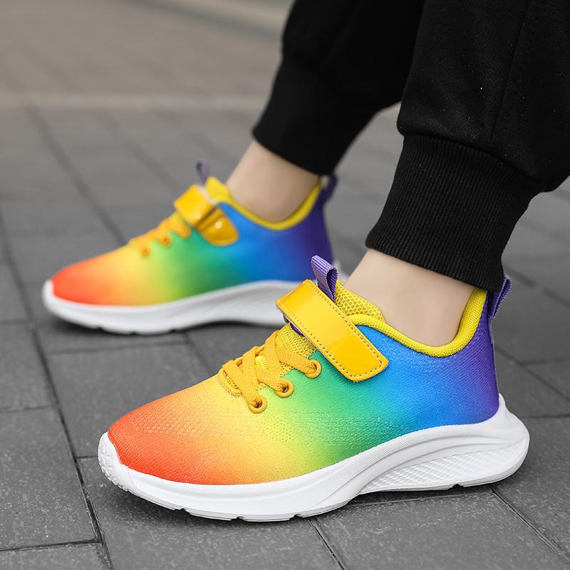 Fashion Pink Purple Kids Sneakers Knit Breathable Children's Sneakers Lightweight Casual Sports Shoes For Girls Boys Trainers