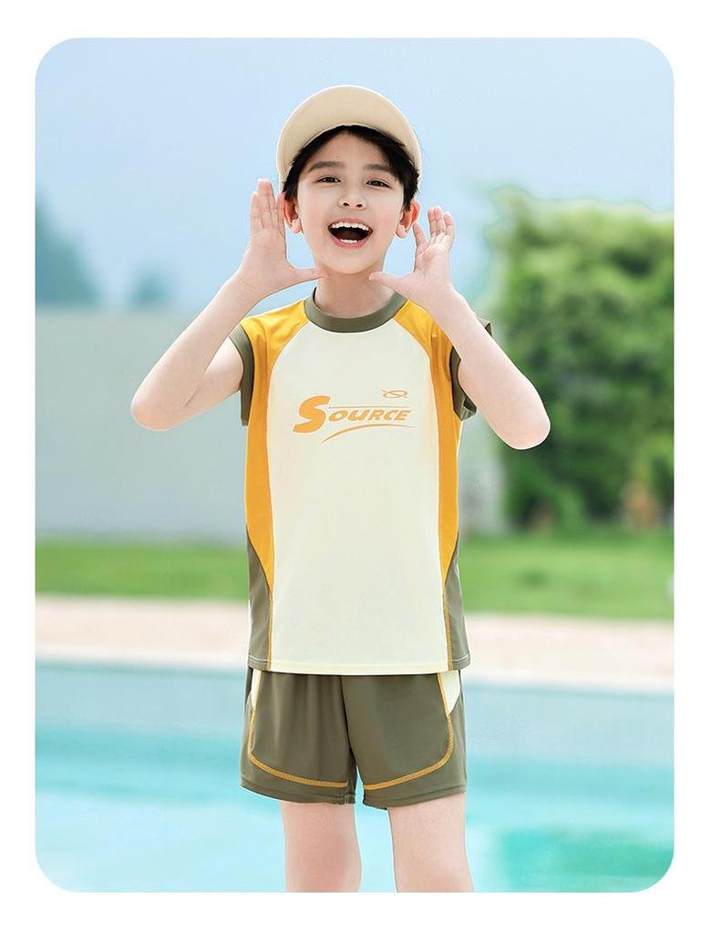 2025 New Style Boys' Two-Piece Sleeveless Swimsuit Set for Professional Training
