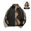 Mens Reversible Stand Collar Jacket Lightweight Outerwear With Stripe Solid Sides