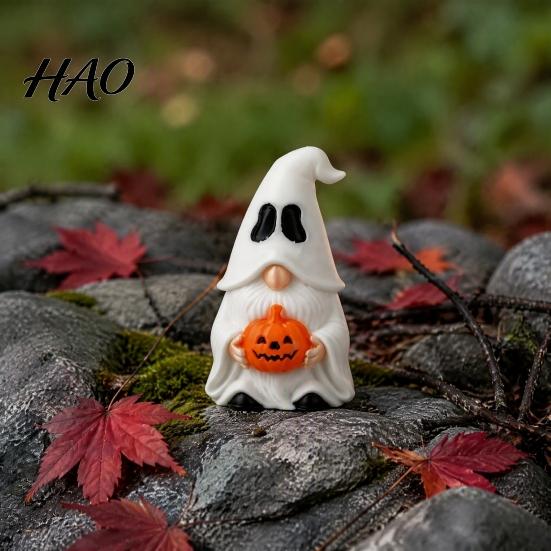 Miniature Landscape Props Halloween Ghost Gnome Figurine, Creative Pumpkin Desk Ornament, 3D Printed Decor for Home Mini Statue Shelf Display,