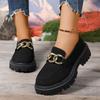 Women Loafers Leather  New Chain British Style Sneakers Women Spring Large Size Student Shoes Ladies  De Mujer