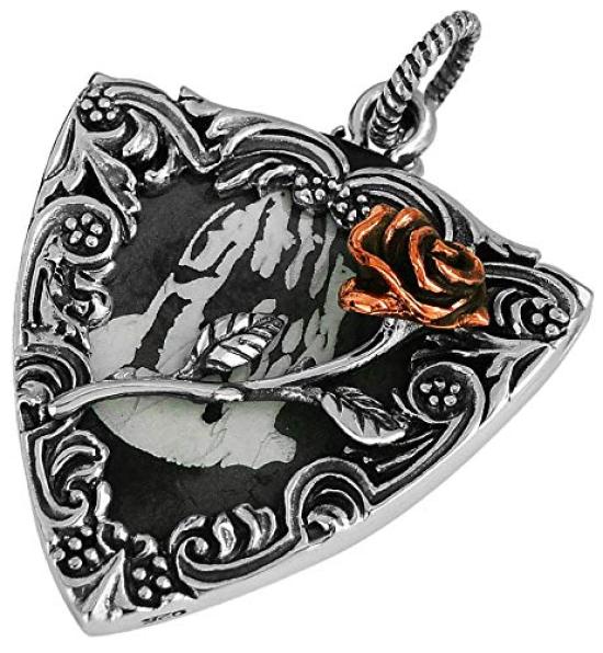 

[2PIECES] pe2190 [Brand Name Silver Accessories Pendant Top Men s Guitar Pick Case Rock Pendant Top Only Product