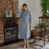 Peulaudeumali Pm_V-Neck Stripes Long Sleeves Dress_Blue