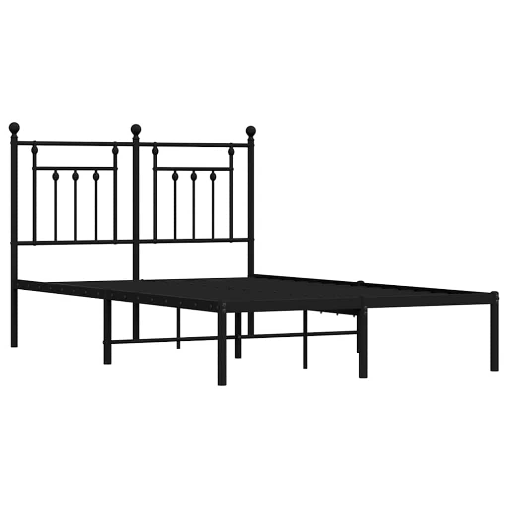 vidaXL Bed Frame with Headboard Metal Black 120x200 Cm