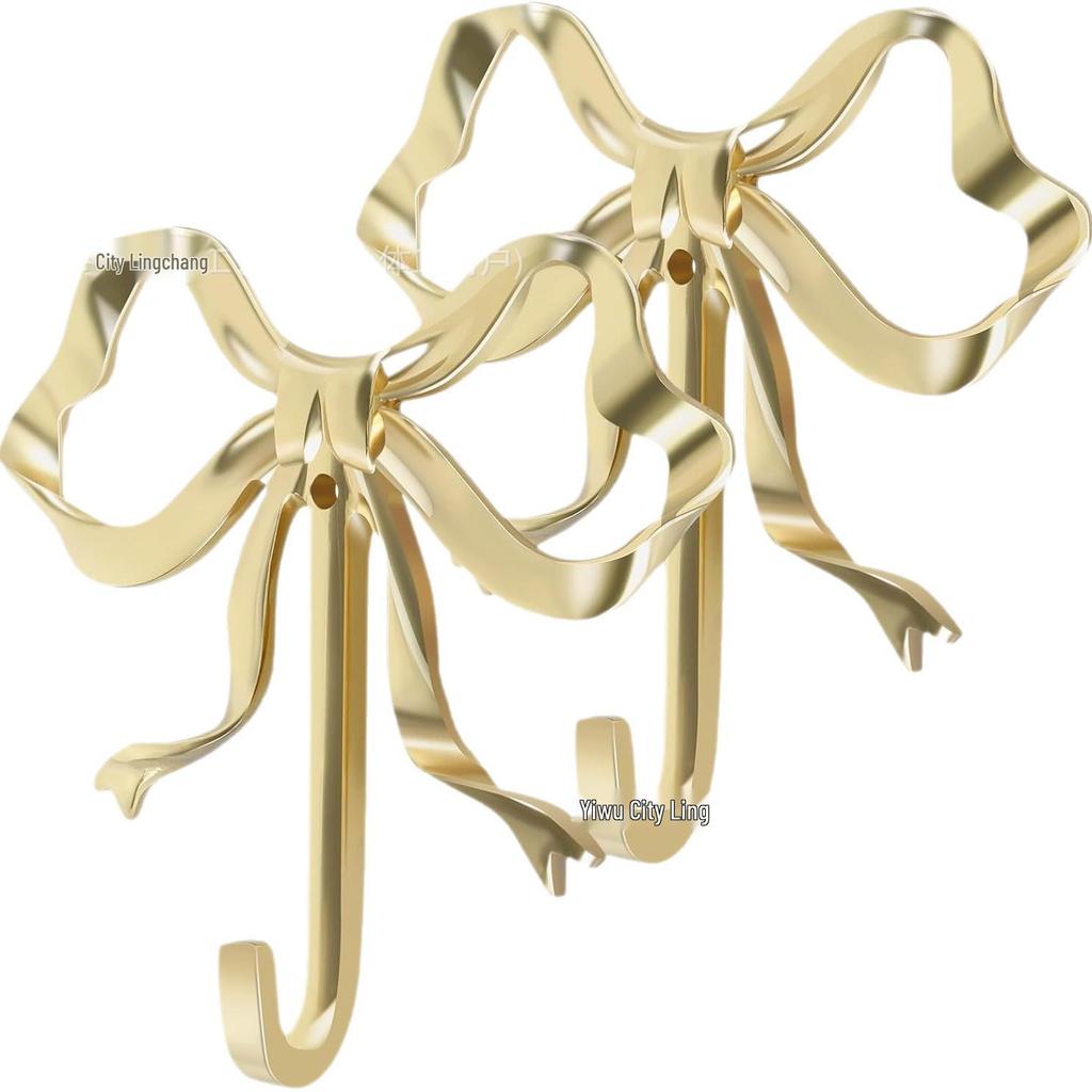 Alloy Bow Wall Hook for Living Room, Bathroom, and Entrance Decoration