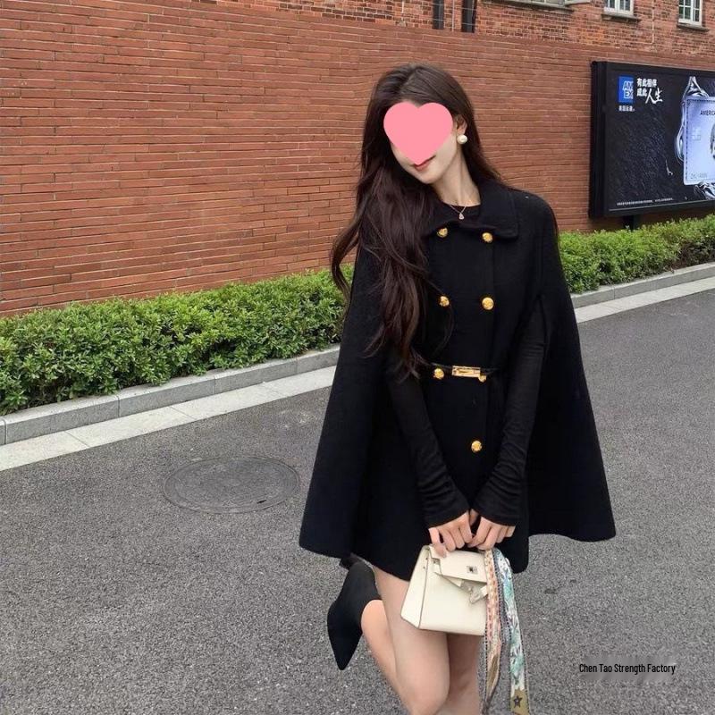 Women s Double-Breasted Autumn Cloak Coat - Trendy Waist-Slimming Outerwear One Size