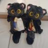 Black Paper Cat Towel Bag Multifunctional Plush Pen Bag Makeup Storage Gift