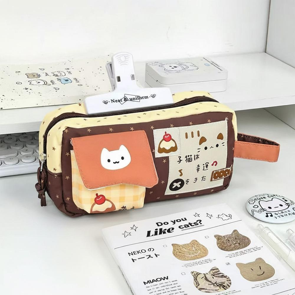 Large Capacity Pen Bag Pudding Kitten Pencil Pouch Korean Style Stationery Bag School Supplies Pudding Kitten