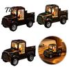 Small Desk Lamp for Bedroom Retro Christmas Pickup Truck Night Light with Snow Lantern, Battery Unique Holiday Present Operated Decorative LED