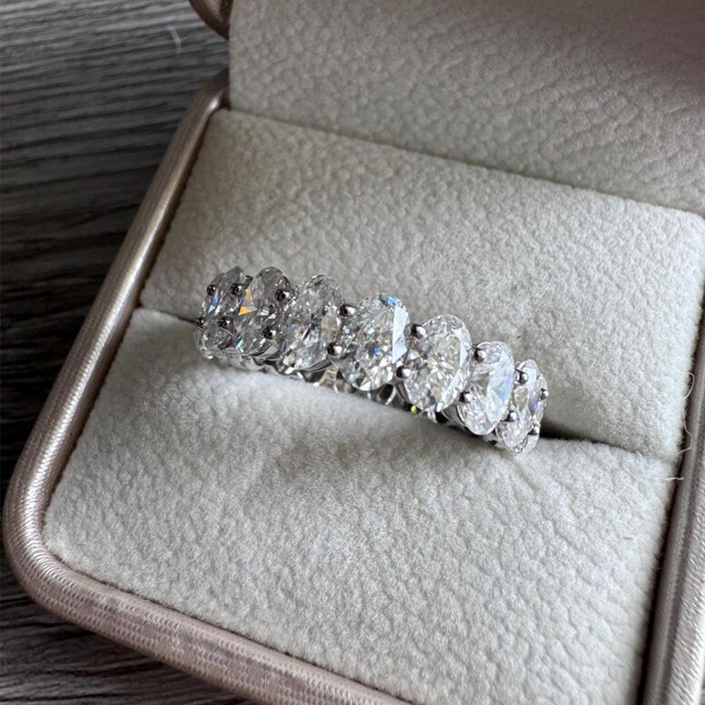 3x5mm Oval Cut Moissanite Eternity Ring for Women CopperStackable Band Engagement Wedding Ring Anniversary Jewelry