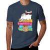 Student Teacher Cat Reading Coffee Kitty Tshirt Lightweight Cooling Short Sleeve Tee Tshirt