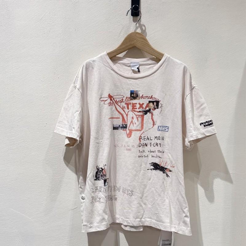 Vintage Streetwear Graphic Tee Mens Loose Fit Short Sleeve Cotton T-Shirt Retro Graffiti Print Casual