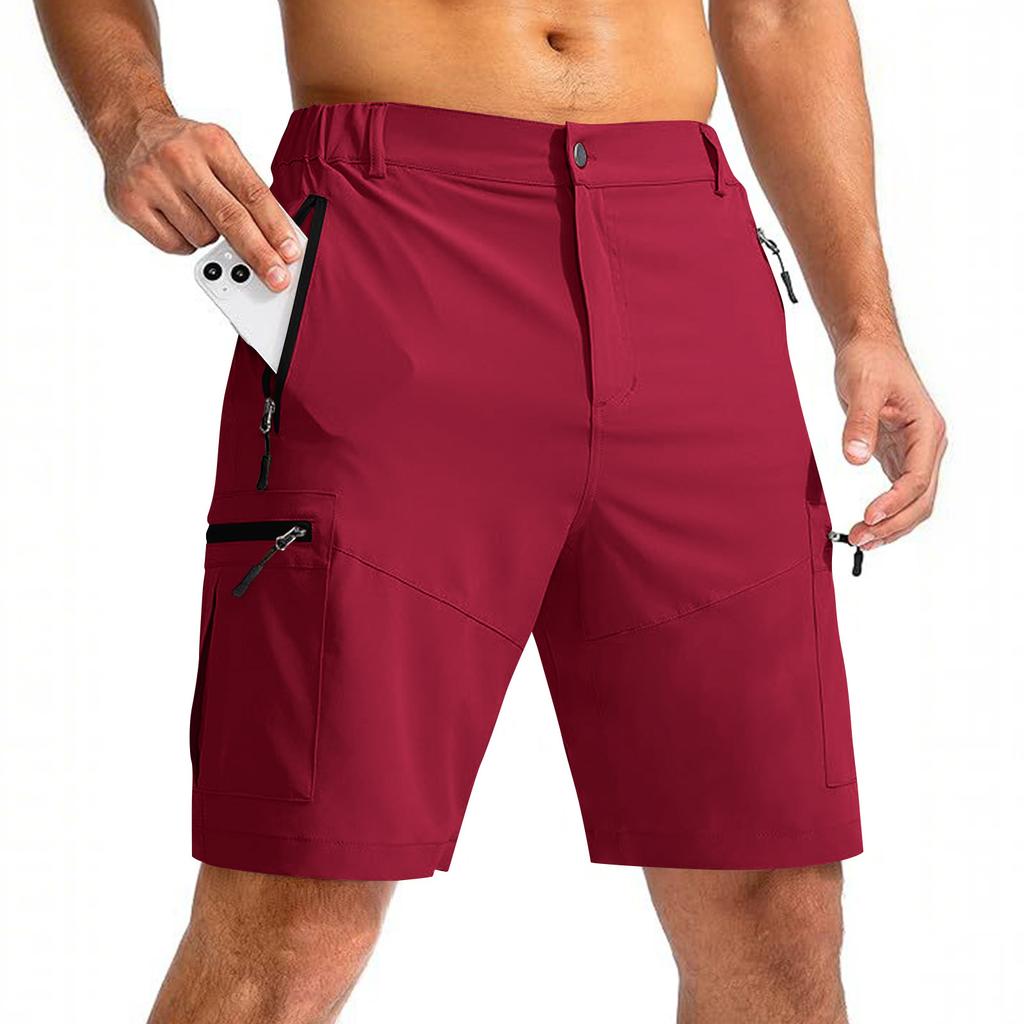 Herrgolfshorts med flera fickor, Elastisk midja, Casual klänningsshorts för sommaren