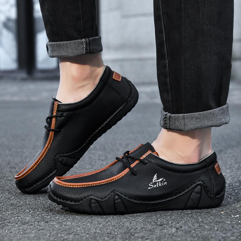 Fashion 2025 Handmade Men's Women Leather Casual Shoes British Plus Size 36-48 Mens Flats Shoes Originality Design Comfort Driving Shoes