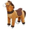 Ride On Horse, Plush Walking Horse Toy with Wheels and Saddle for Ages 3-5 Years Old, Brown