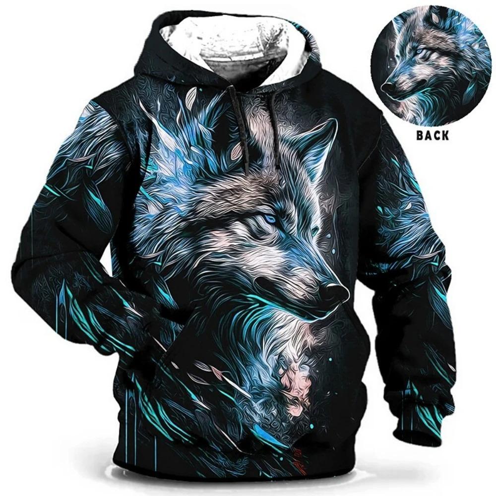 Vintage Tiger Men's Hoodie 3d Print Tops Fashion Animal Graphics Long Sleeve Men Oversized Streetwear Tees
