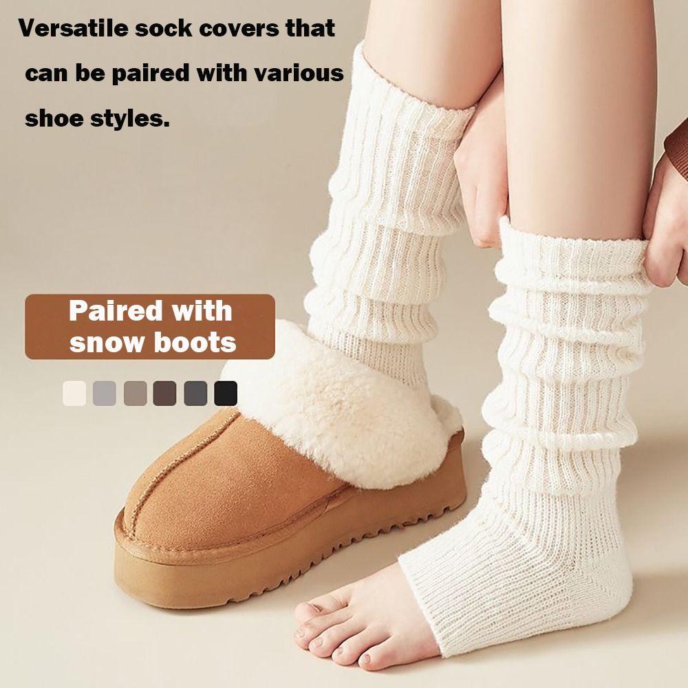 Cute Sweet Leg Warmers Knitting Long Stockings Solid Color Boot Warmers Autumn Winter