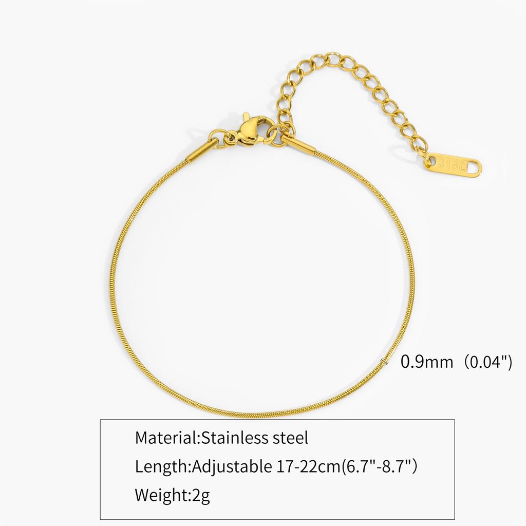 New Ultra-fine Stainless Steel Snake Chain Bracelet Gold Color Simple Bracelet For Women INS Fashion Zircon Accessories