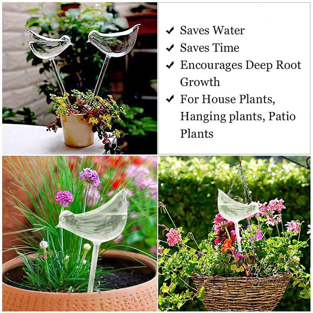 High Quality Automatic Flower Watering Device Plant Waterer Self Watering Globes Bird Shape Hand Blown ClearPlastic Aqua Bulbs