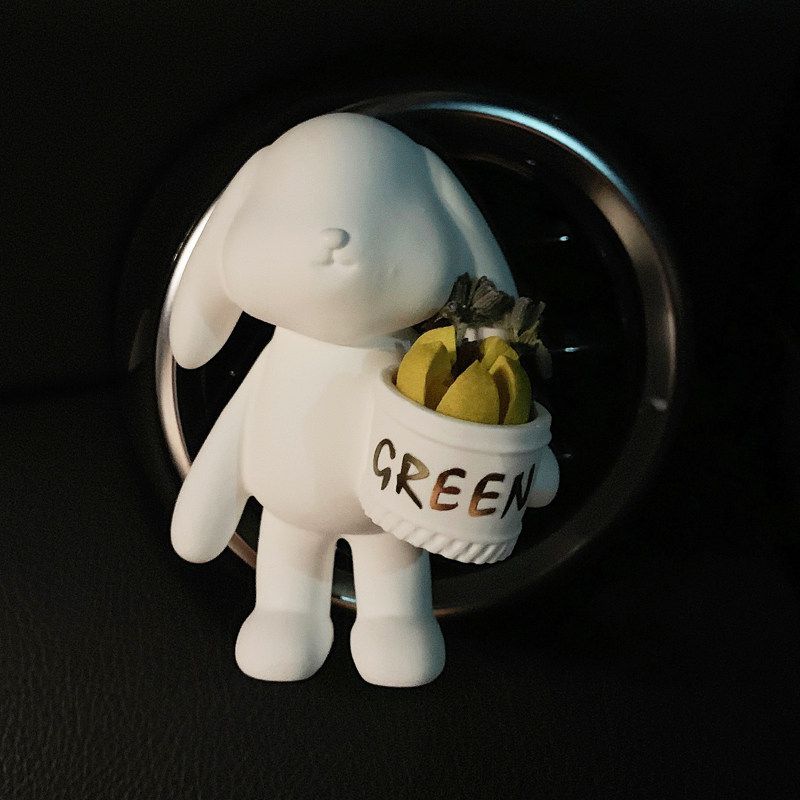 Car Ins Cute Lop Eared Rabbit Holding Flower Fragrance Aromatherapy Diffuse Plaster Air Conditioner Air Outlet Clip Decorative Ornaments Rabbit Holding Flower Pot Air Outlet