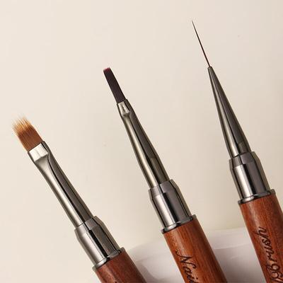 Durable Sandalwood Pole Nail Art Brush Dual-Ended Professional Nail Liner Brush Nail Art Phototherapy Pen Nail Painting