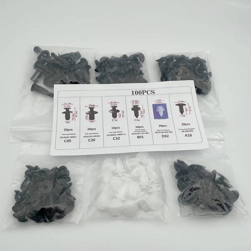 

135Pcs-100pcs Car Plastic Retainer Clips Set Auto Fender Push Pin Rivet Door Trim Panel Retainer Car Bumper Fasteners Clips Tool