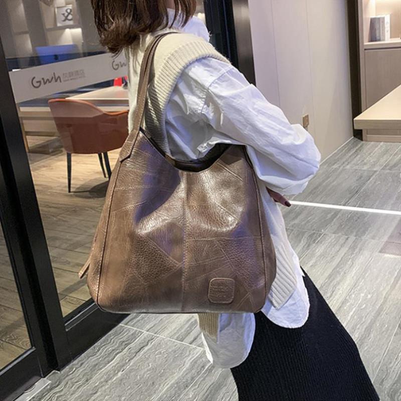 Women Vintage Shoulder Bag Designers Pu Leather Handbags Female Luxury Top-Handle Hobo Bags Premium Durable Quality