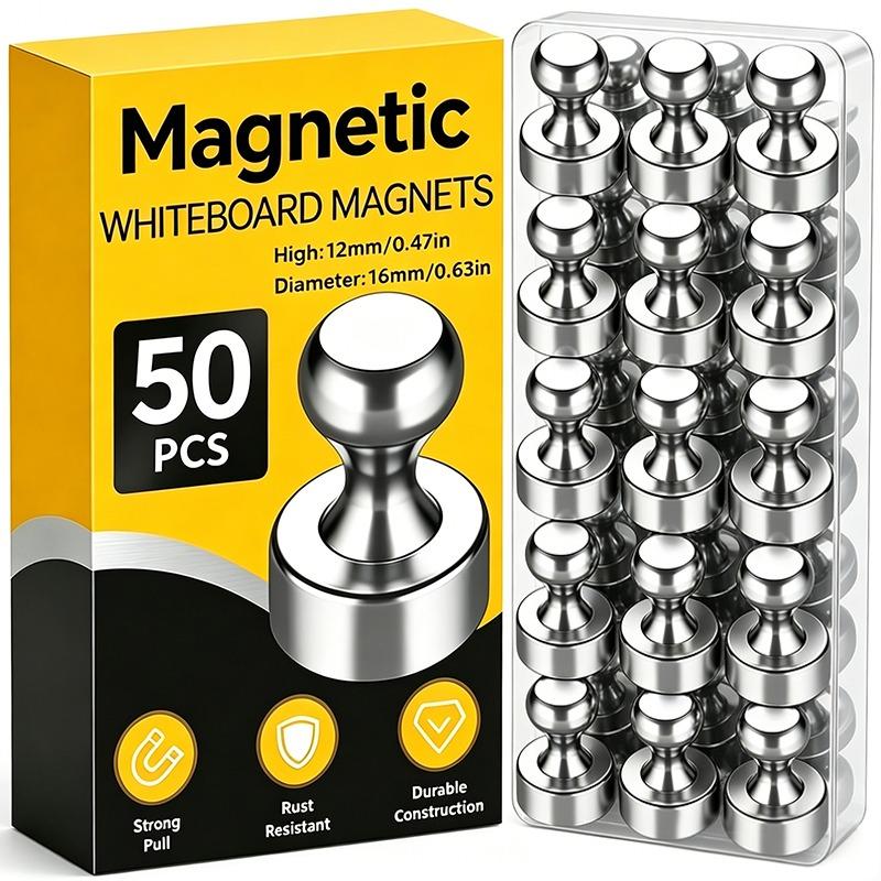 50/2PCS Mini Metal Magnetic Pins Strong Magnets Pushpins Thumbtacks Hooks for Home Fridge Office School Whiteboard Storage Tools