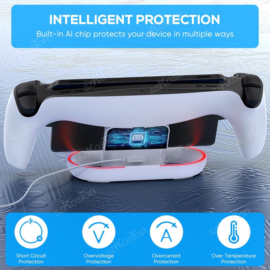 Charging Dock Station for PlayStation Portal Games Console RGB Light Display Base Holder Charger Stand for Portal Remote Player