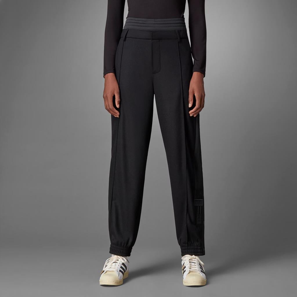 adidas Originals Casual Fashion Side Button Drawstring Knitted Sports Pants Women Bottoms Black H22795