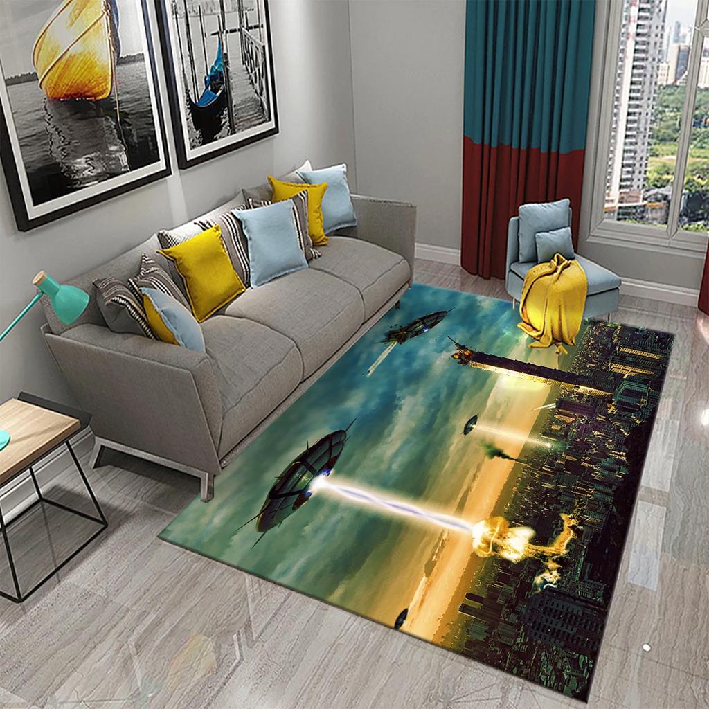 UFO Alien Carpet Mystery Science Fiction Theme Rugs for Bathroom Kitchen Floor Door Anti-Slip Mat Bedroom Entrance Decor Rugs