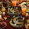 10-40PCS Disposable Ramadan Mubarak Plates Muslim Eid Al Fitr Party Supplies Tableware Set for Iftar Celebration