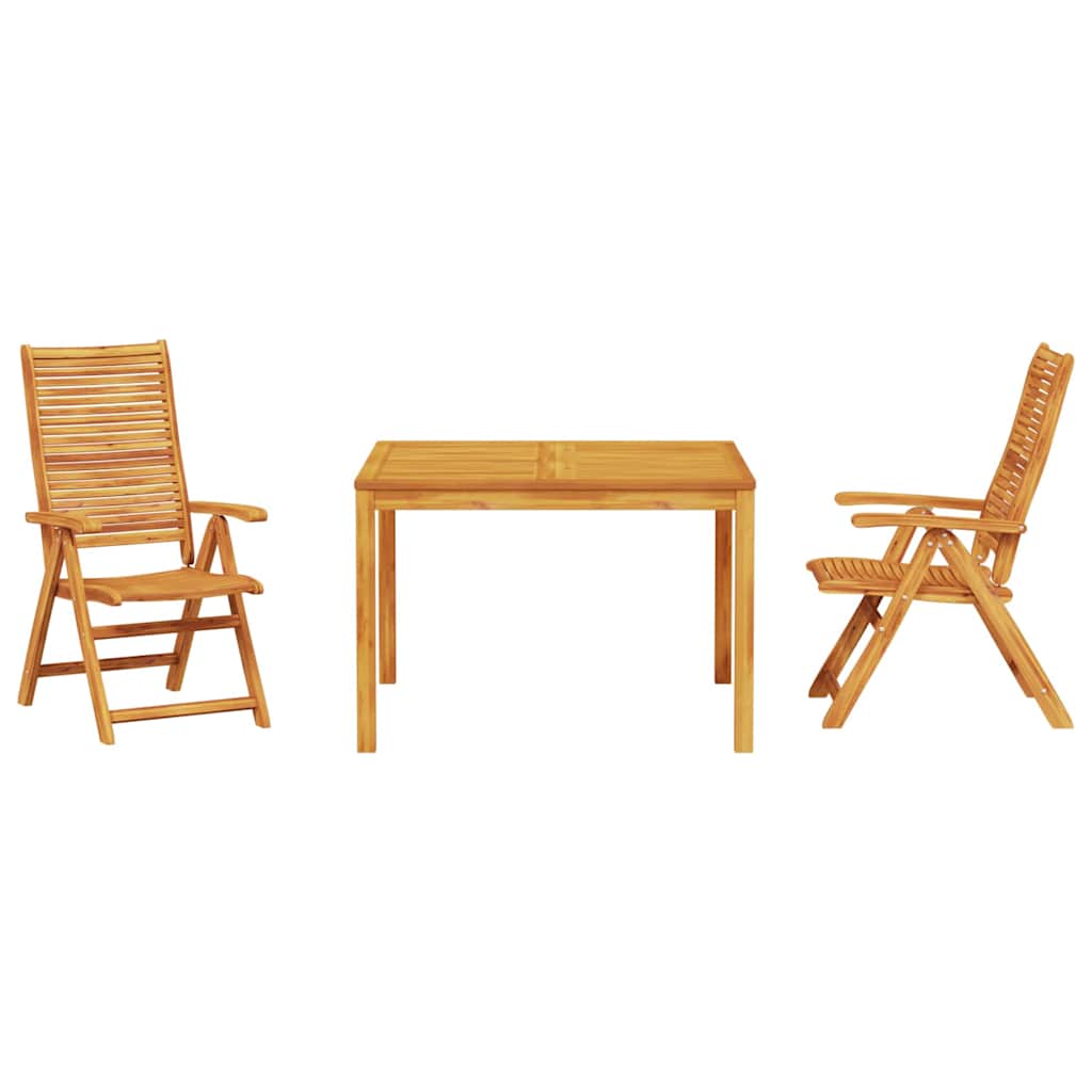 Garden Dining Set 3 Pcs Brown Solid Acacia Wood