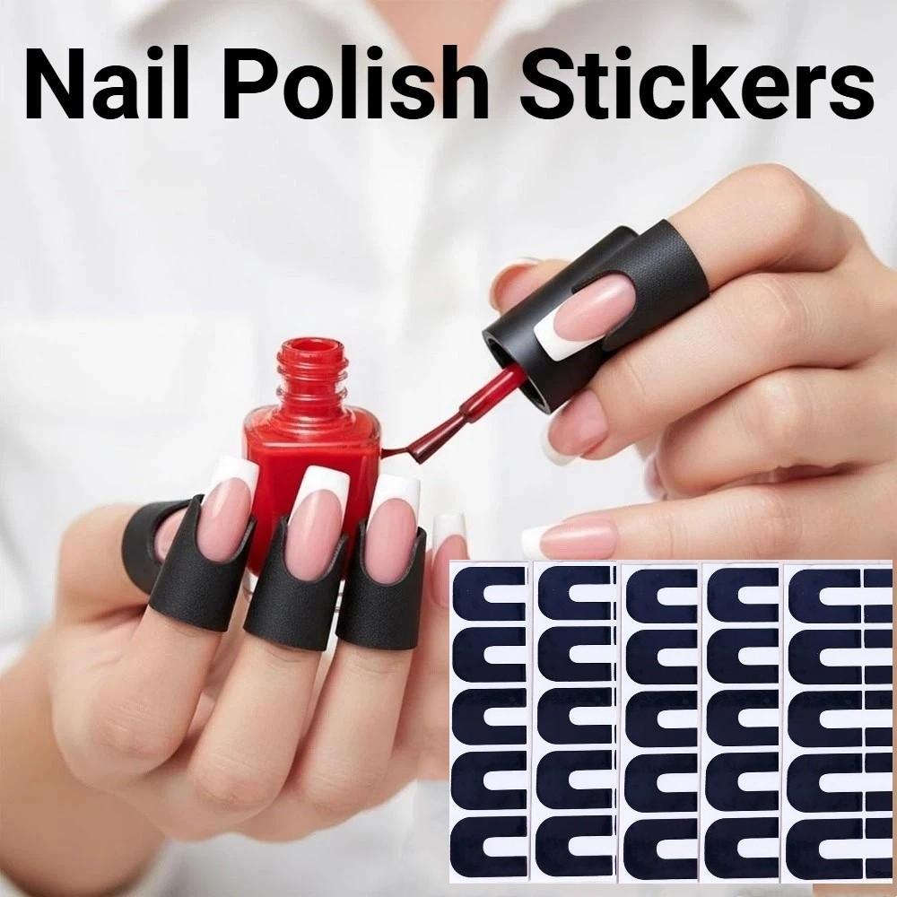 100Pcs Reusable Nail Polish Stickers U-Shape Anti-Overflow Tape Manicure Tool