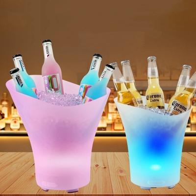 Seau à glace LED 5L 7L Coloré Radieux Barware RGB Seau à bière en plastique avec haut-parleur Bluetooth Refroidisseur pour vin champagne bière