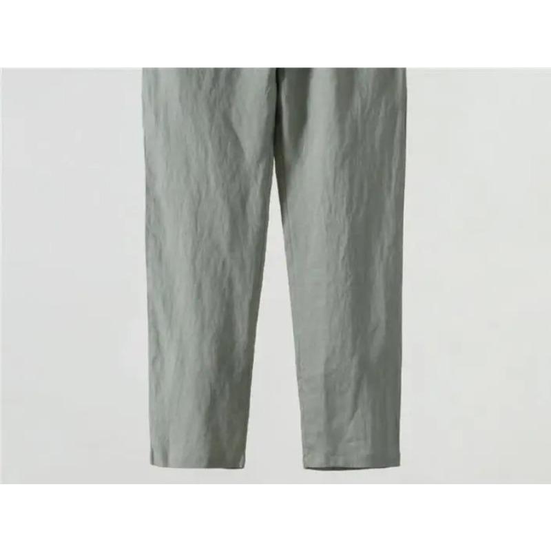 Einfarbige Leinenhose Herren Locker Leinen Freizeit Hose Frühling Sommer Zuhause Gerade Weich Bequem Hose