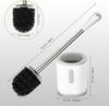 Compact Toilet Brush  Holder Stainless Steel Handle Space Saving For Storage Deep Cleaning Drip-Proof Easy To Assemble Nylon Bristles White  Grey