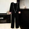 Elegant Golden Velvet Vest Top Set for Middle-Aged and Elderly Women - Chinese National Style Three-Piece with Dignified Sophistication