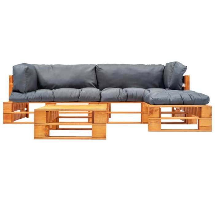 Maison Exclusive - Salon de jardin palette 4 pcs avec coussins gris bois